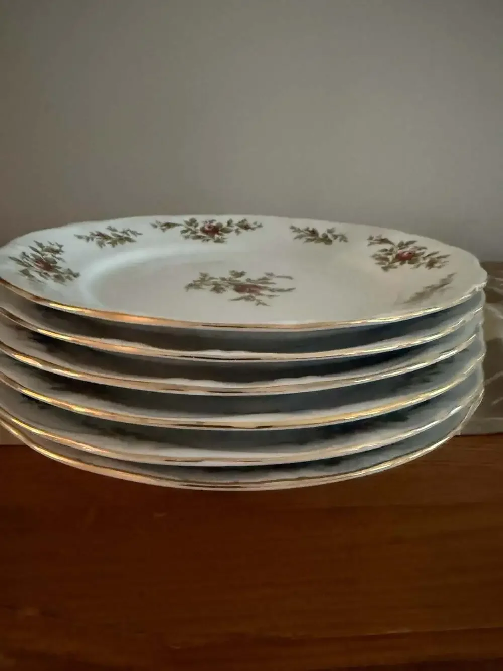 Vintage Johann Haviland Moss Rose Porcelain Dinner Plates Set of 6 - Cottagecore
